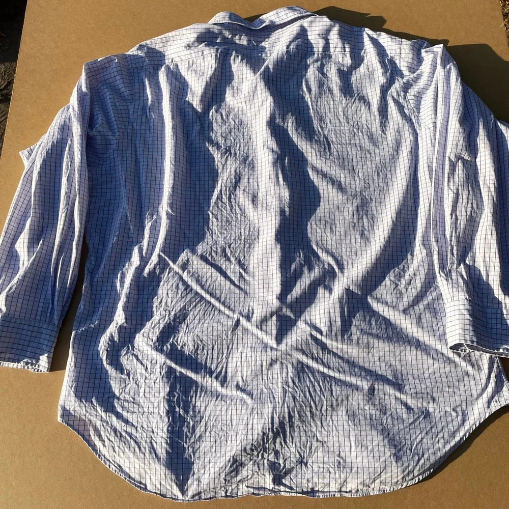 Polo Ralph Lauren Button Up Men 17 34/35 White Check Andrew Dress Shirt Cotton